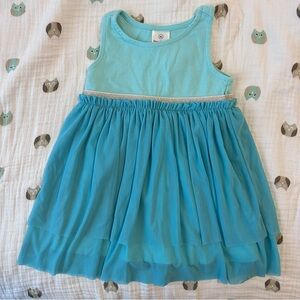 Hanna Andersson Blue Tank Dress with Tulle Overlay